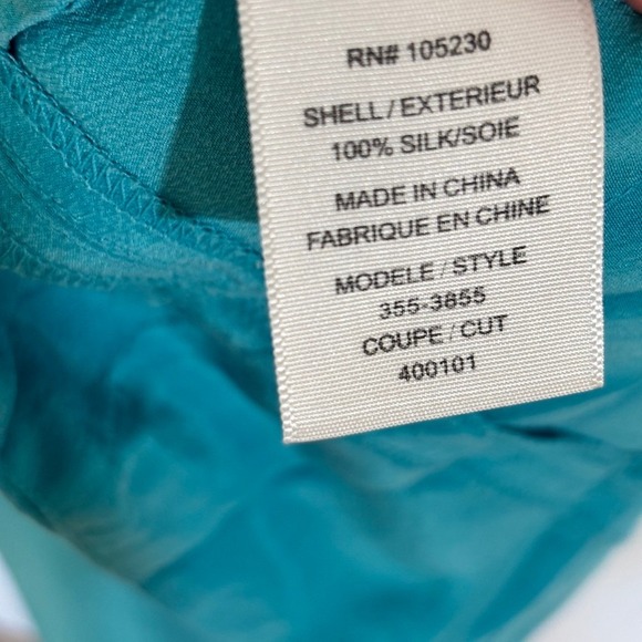 Joie Teal 100% Silk Racerback Tank Dress Sleeveless Blouse w/ Pockets Size M - Picture 5 of 6